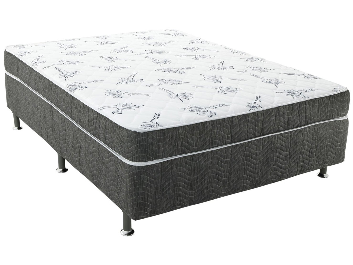 imagem de Cama Box Casal - Branco/Cinza - 124354900